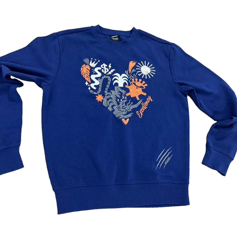 Genuine Authentic Garments Small Blue Embroidered Tiger Excellency Crewneck